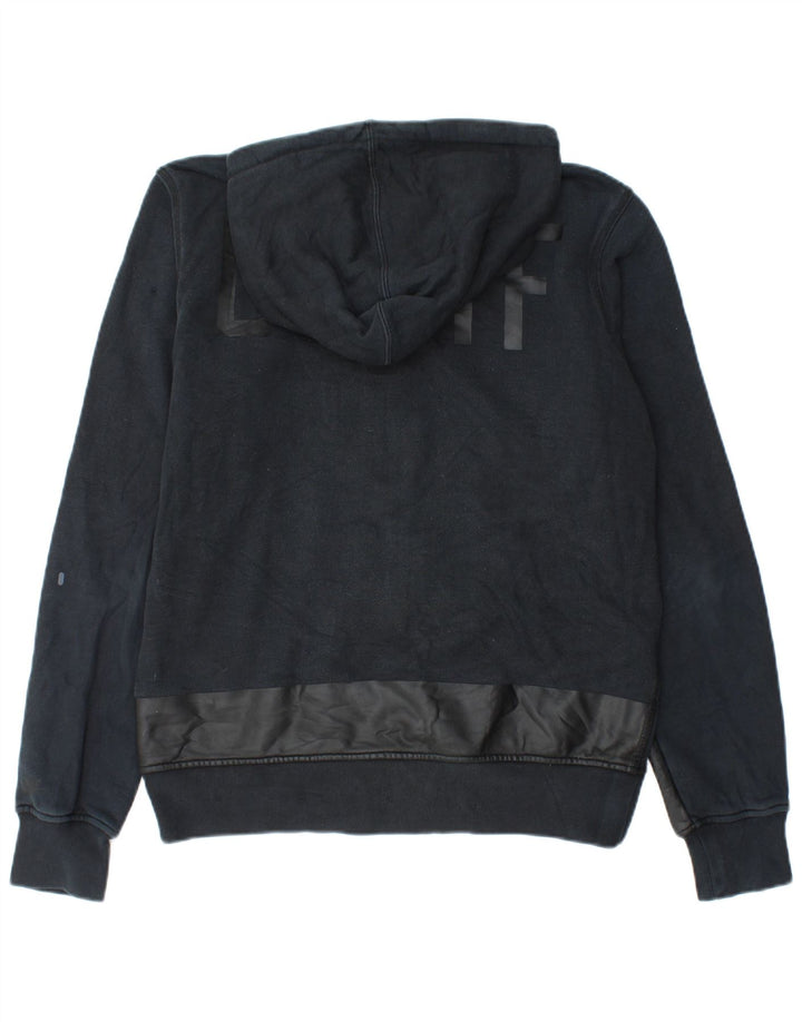 Felpa con cappuccio e zip grafica Nike da uomo in cotone color block medio blu navy