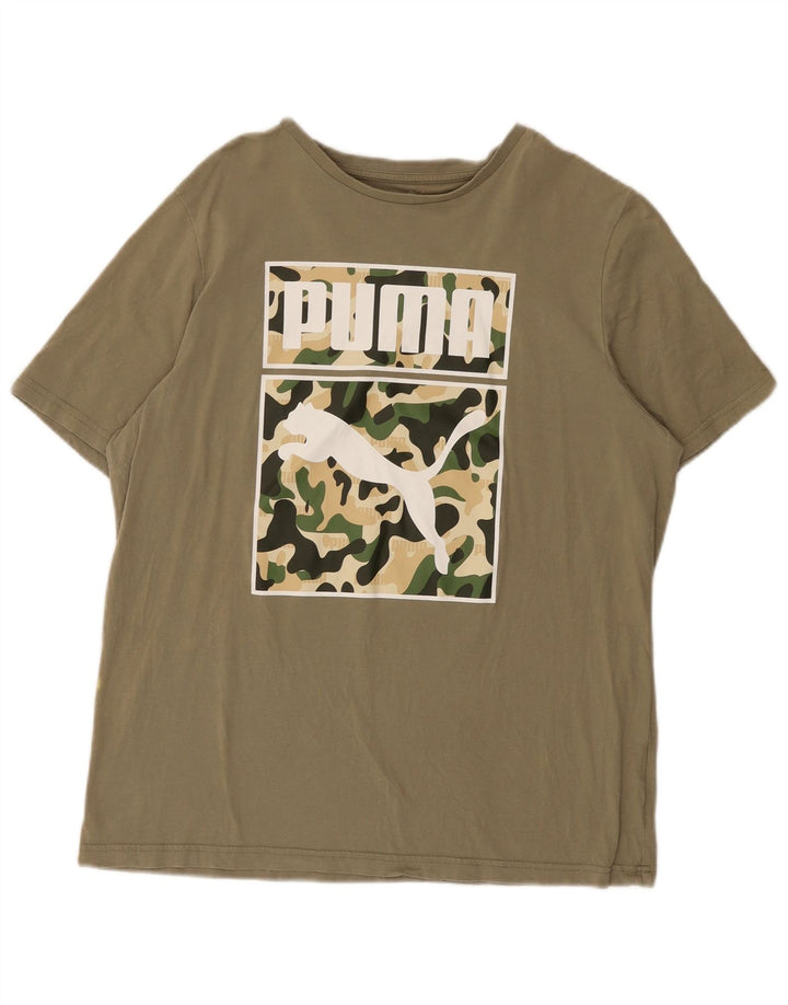 T-shirt grafica da uomo PUMA Top Large color kaki