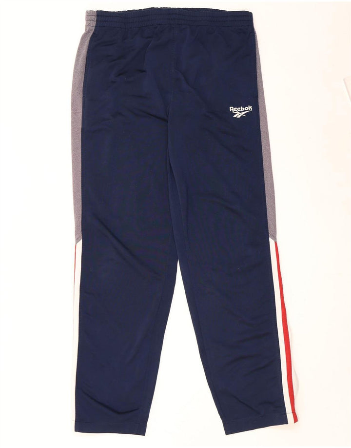 Pantaloni da tuta da uomo Reebok Large in poliestere color block blu navy