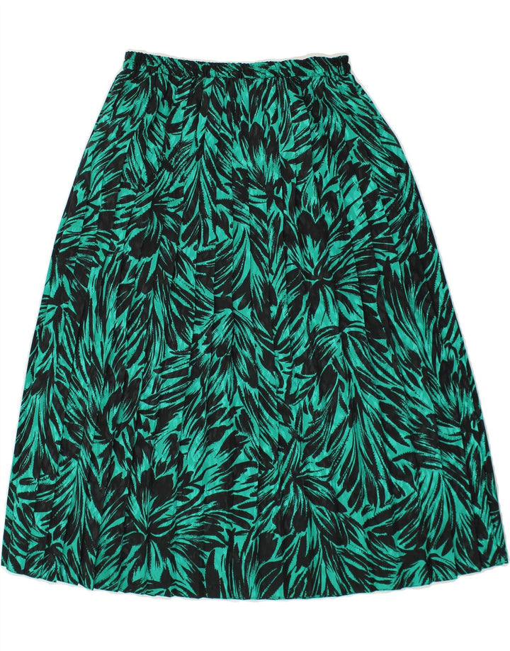 VINTAGE Womens Abstract Pattern Pleated Skirt W27 Small Green Vintage Vintage and Second-Hand Vintage from Messina Hembry 