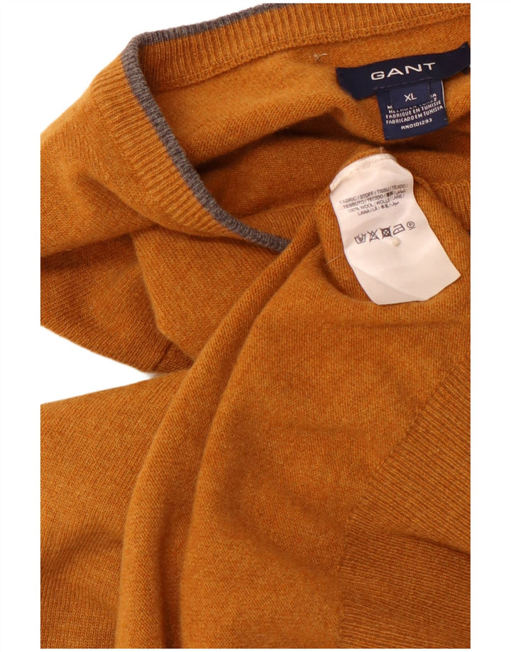 GANT Maglione da uomo con scollo a V XL in lana gialla