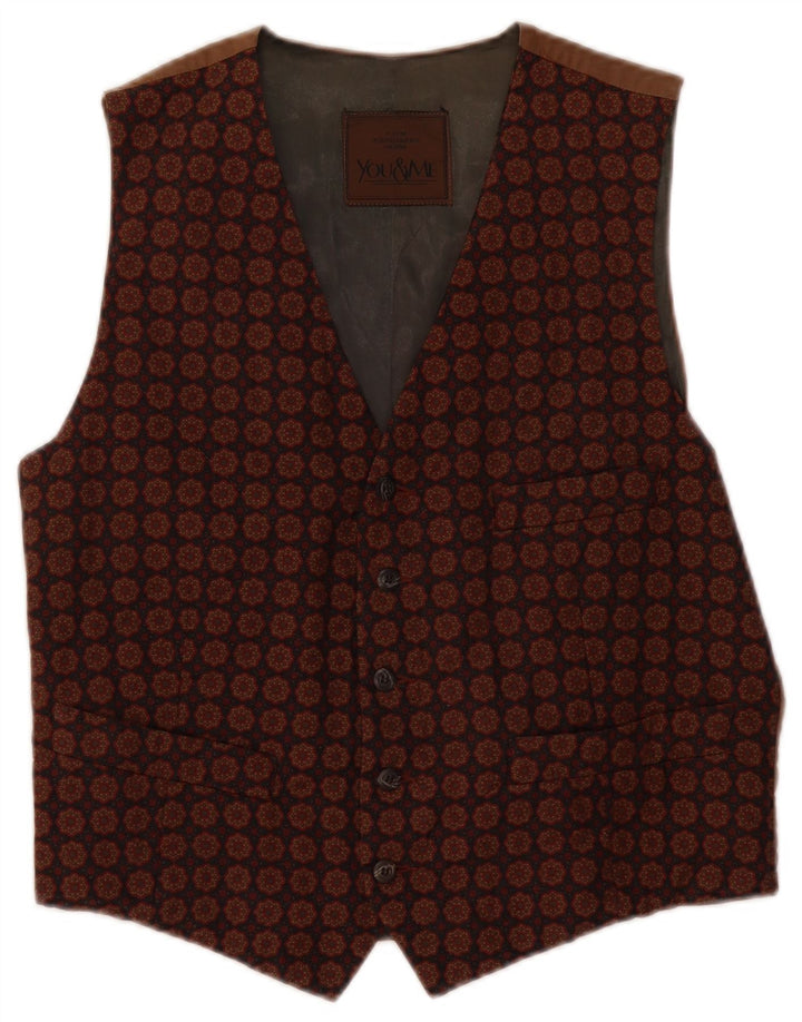 Gilet vintage da uomo IT 50 marrone medio floreale