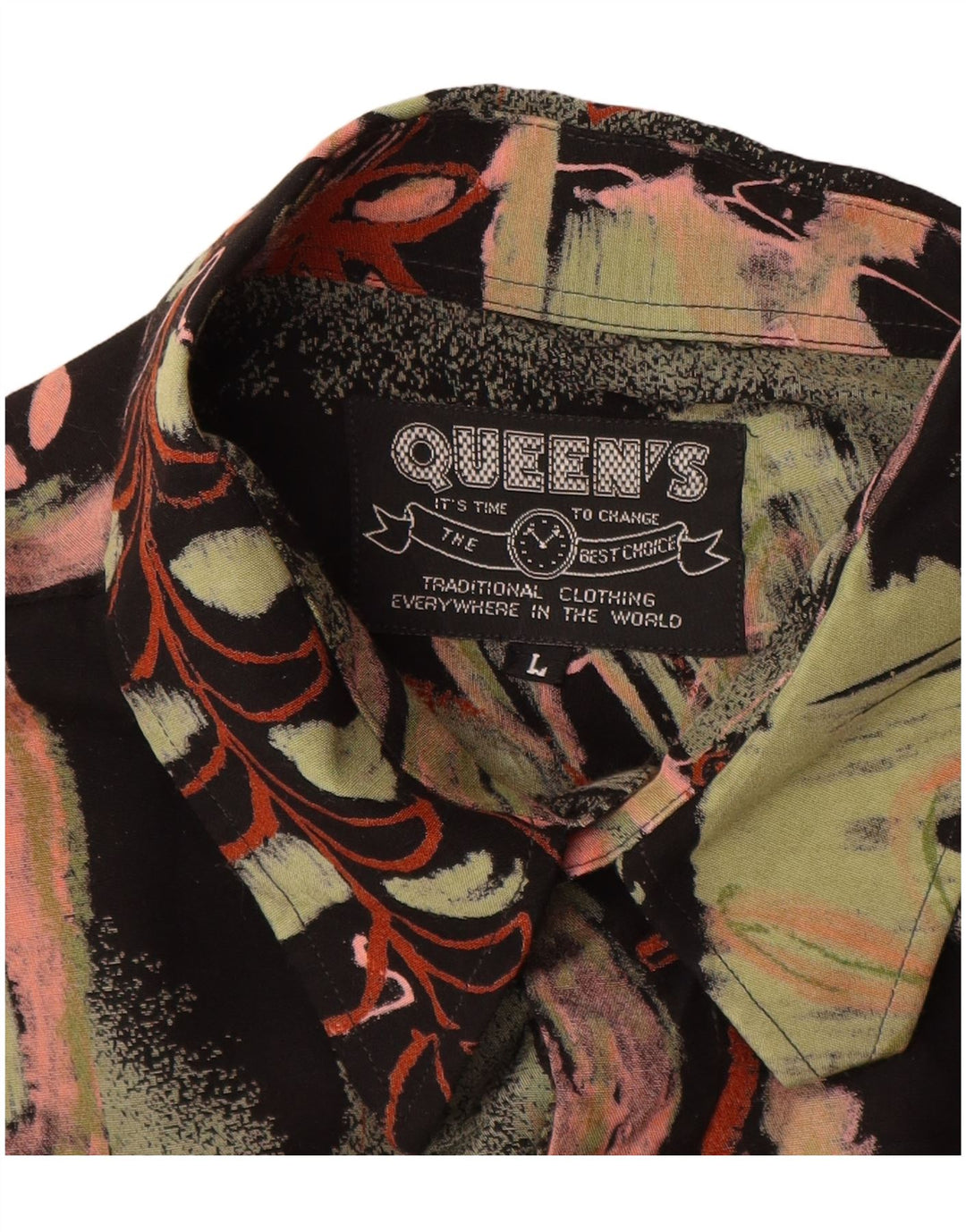 Camicia vintage da uomo con motivo astratto, grande viscosa floreale multicolore