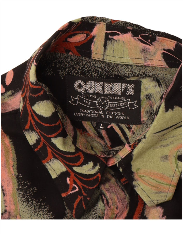 Camicia vintage da uomo con motivo astratto, grande viscosa floreale multicolore