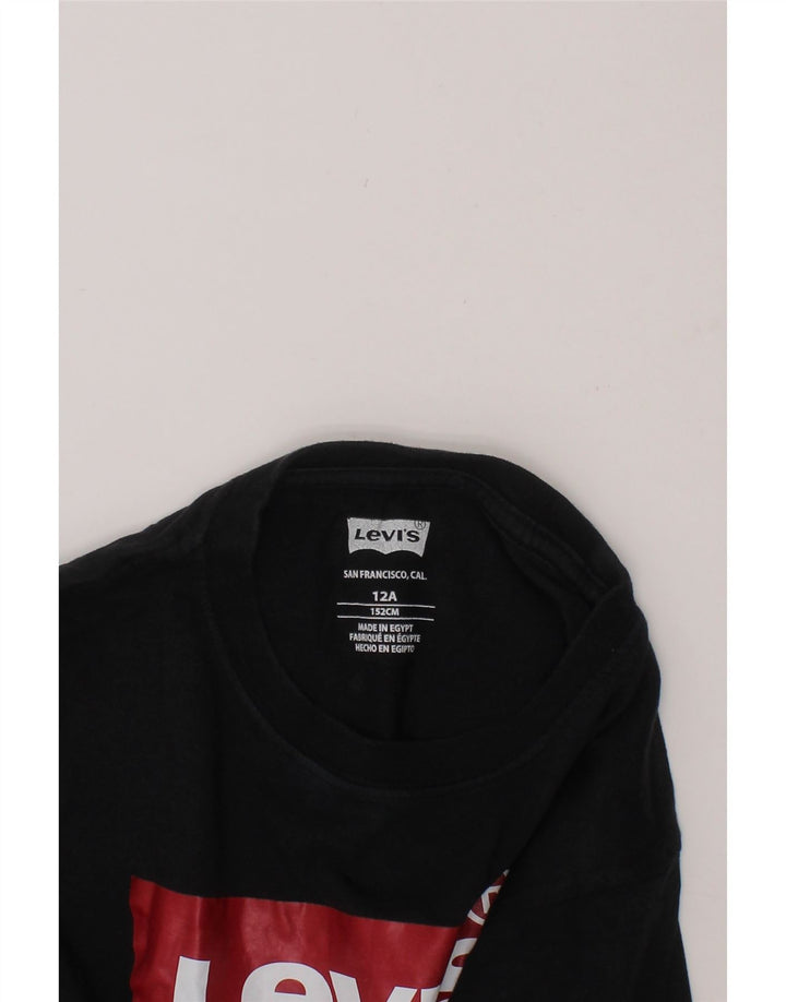 LEVI'S Boys Graphic T-Shirt Top 11-12 Years Black Cotton Vintage Levi's and Second-Hand Levi's from Messina Hembry 
