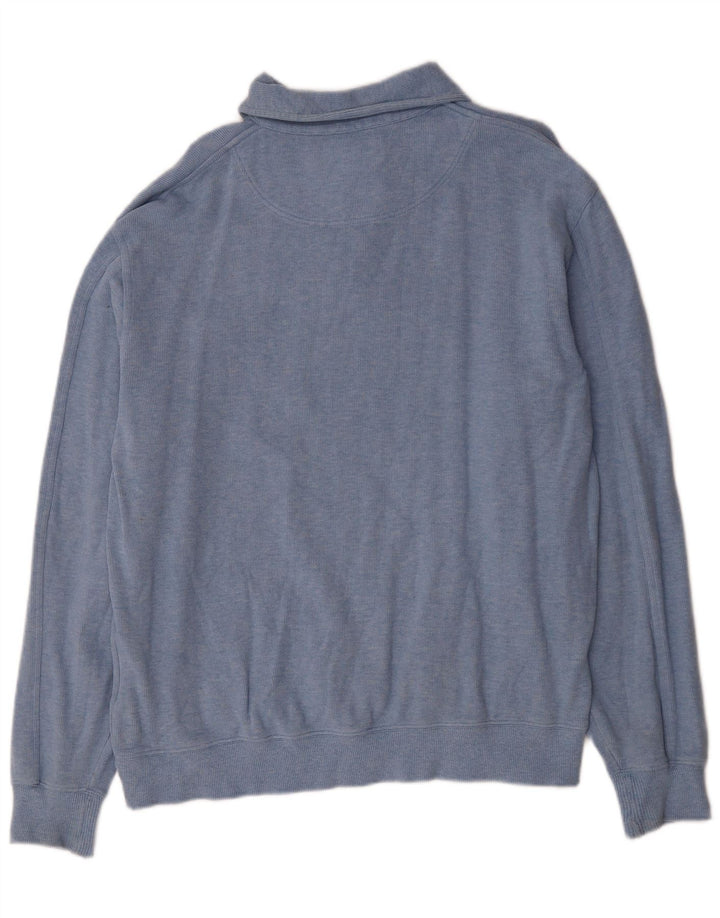 GANT Mens Polo Neck Sweatshirt Jumper XL Blue Cotton