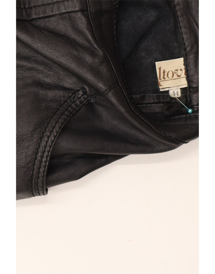 Mini gonna in pelle vintage da donna IT 44 media W28 nera