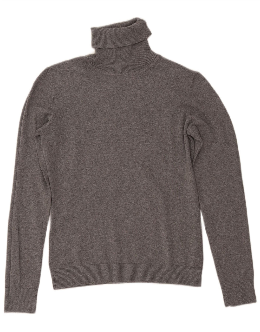 TOMMY HILFIGER Maglione maglione a collo alto da donna UK 10 piccolo cotone grigio