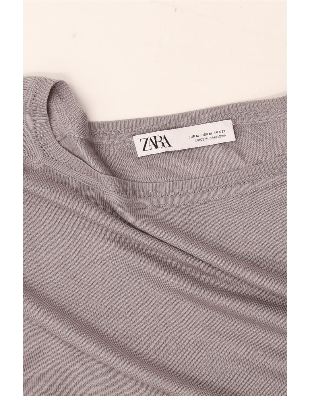 ZARA Maglione Corto da Donna Oversize con Scollo a Barca UK 14 Grigio Medio
