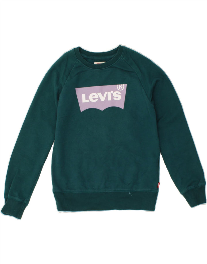 LEVI'S Boys Graphic Sweatshirt Jumper 10-11 Years Green Cotton Vintage Levi's and Second-Hand Levi's from Messina Hembry 