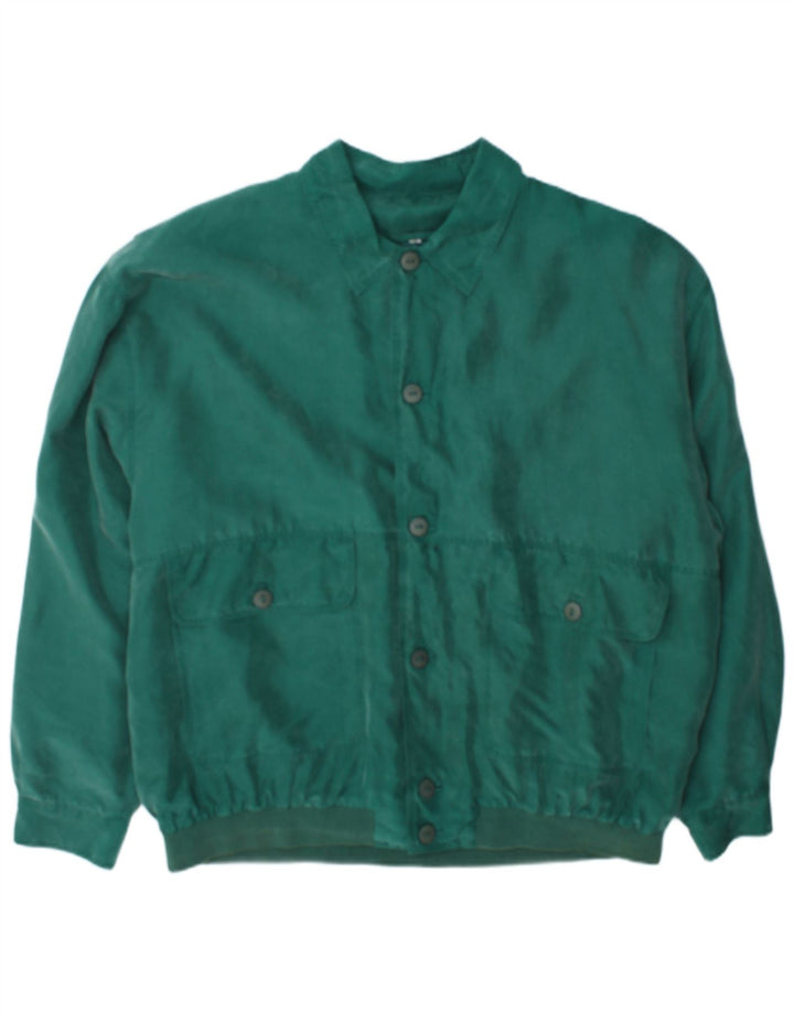 Giubbotto bomber vintage da uomo IT 56 3XL seta verde