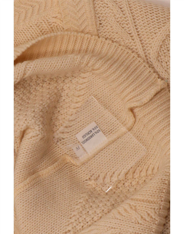 Maglione cardigan da donna vintage UK 14 lana beige medio