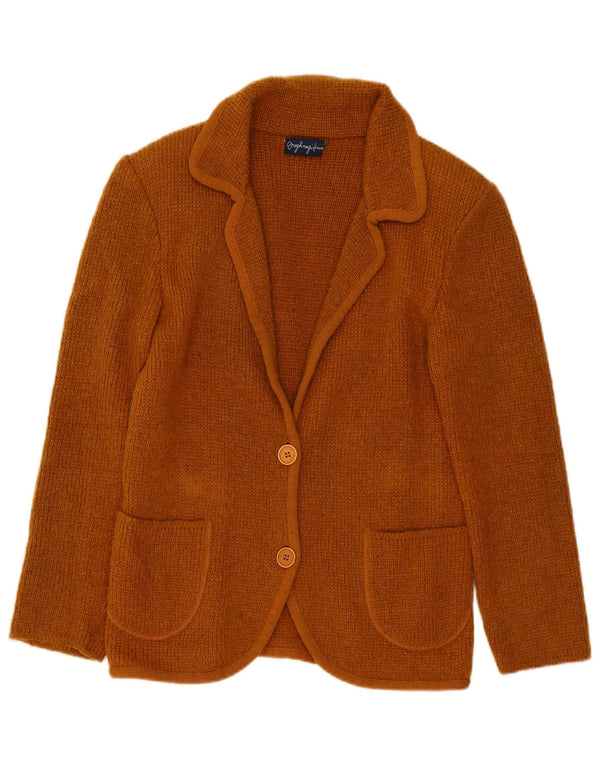 Giacca blazer vintage da donna in maglia a 2 bottoni UK 14 Marrone medio