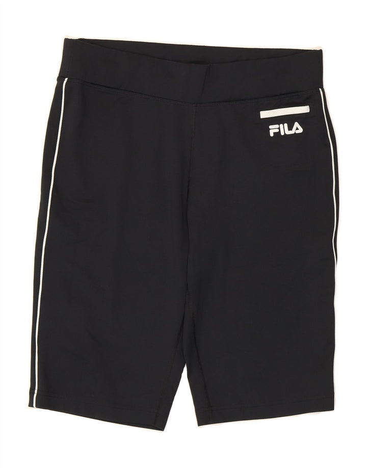 FILA Womens Bermuda Sport Shorts UK 14 Large  Black Polyester Vintage Fila and Second-Hand Fila from Messina Hembry 