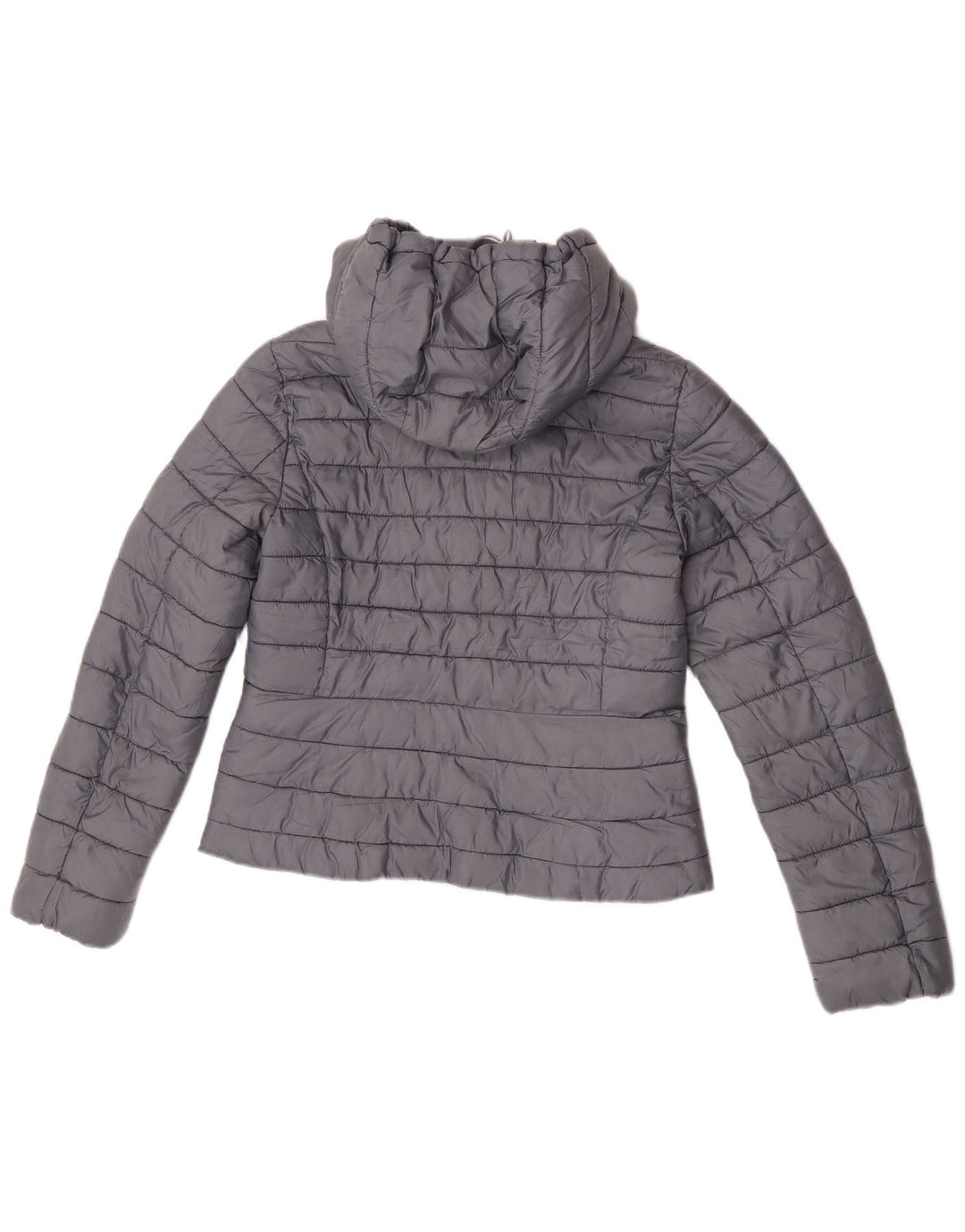 Giacca imbottita con cappuccio da donna Zara UK 14 grande poliestere grigio