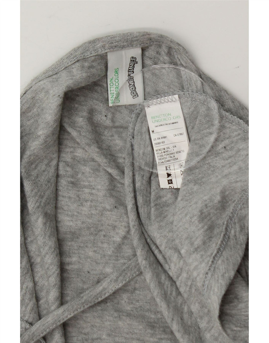 BENETTON Womens Graphic Cami Top UK 12 Medium Grey Cotton Vintage Benetton and Second-Hand Benetton from Messina Hembry 