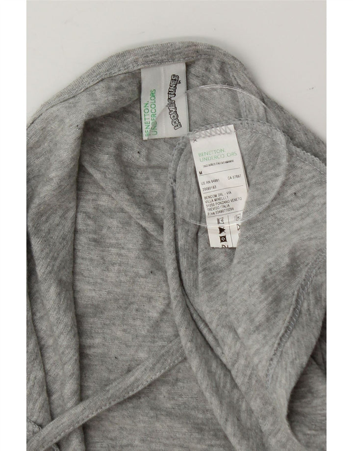 BENETTON Womens Graphic Cami Top UK 12 Medium Grey Cotton Vintage Benetton and Second-Hand Benetton from Messina Hembry 