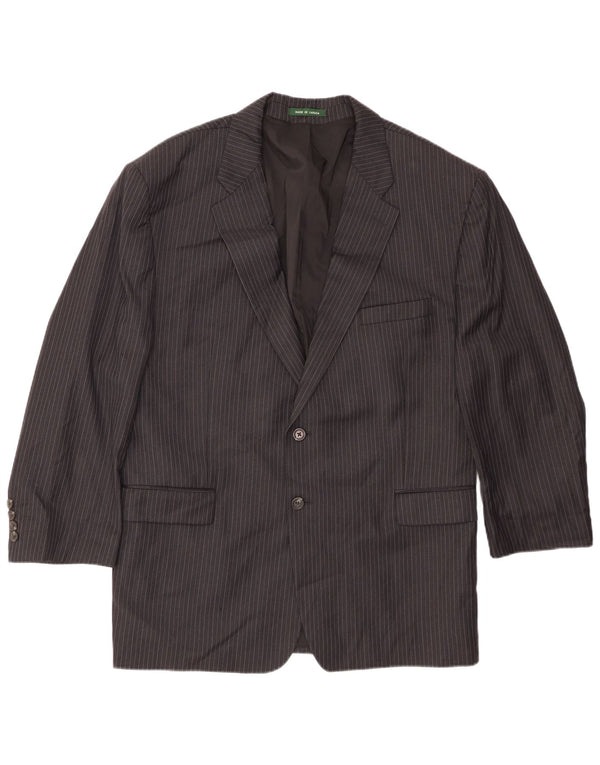 Giacca blazer da uomo a 2 bottoni Ralph Lauren UK 42 XL lana gessata nera