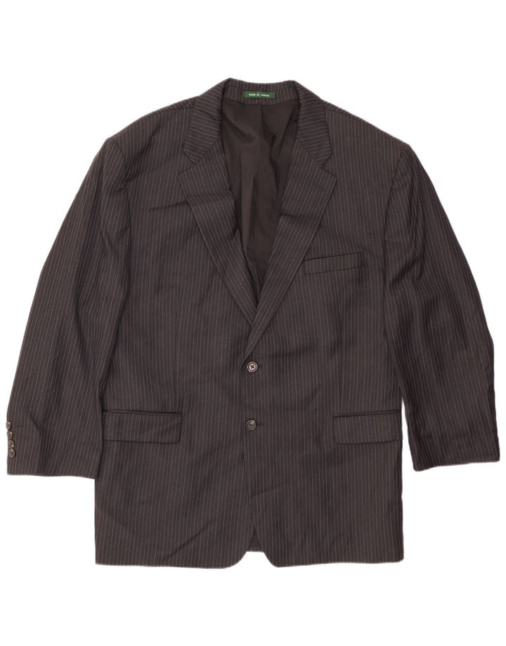 Giacca blazer da uomo a 2 bottoni Ralph Lauren UK 42 XL lana gessata nera