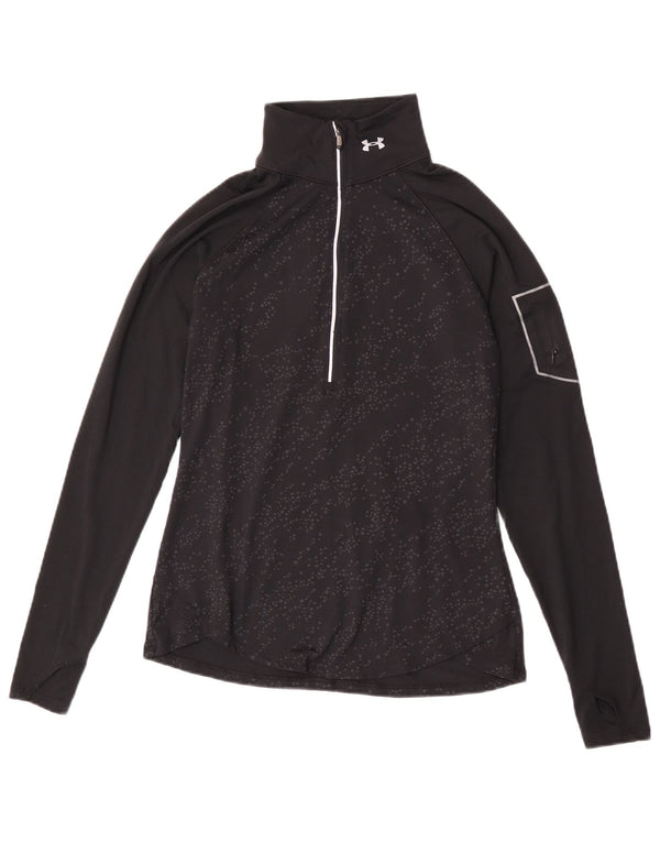 Maglia da ginnastica da donna Under Armour UK 12 media nera maculata