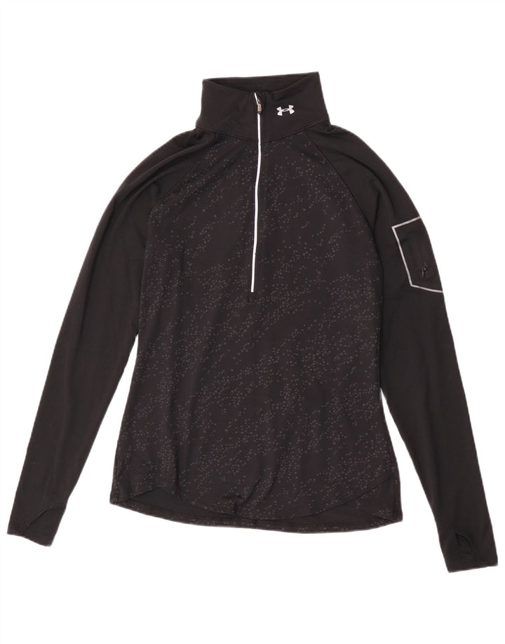 Maglia da ginnastica da donna Under Armour UK 12 media nera maculata