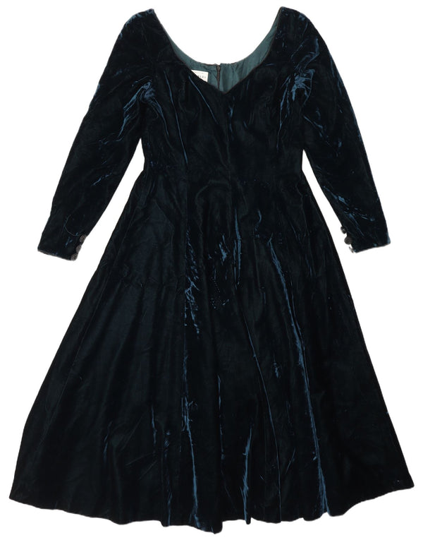 Abito a trapezio a maniche lunghe da donna Caroline Charles UK 14 Grande viscosa verde