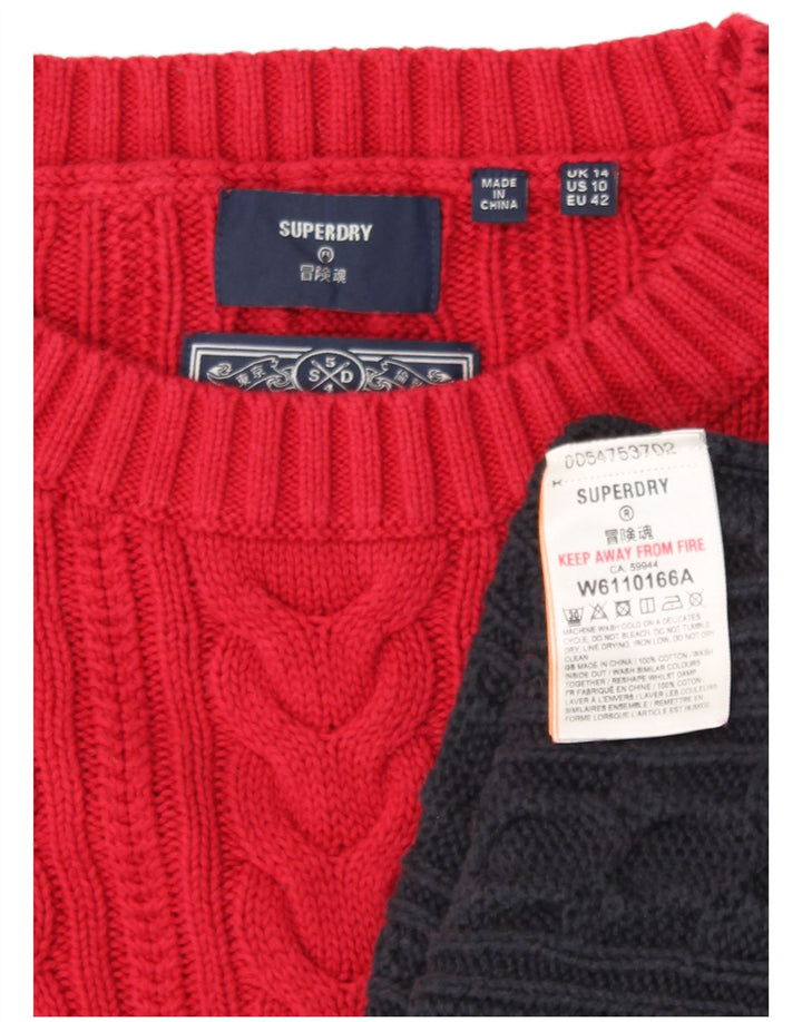 Maglione maglione girocollo da donna Superdry UK 14 Large Red Colourblock