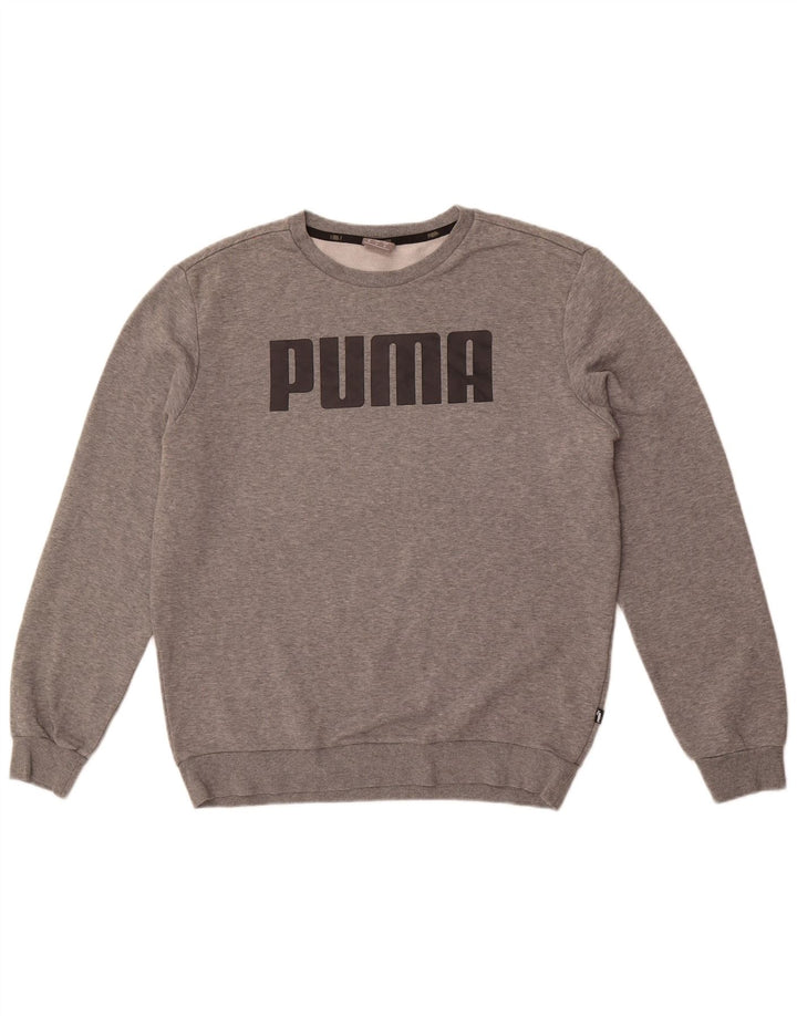 Felpa grafica da uomo Puma Maglione in cotone chiazzato grigio medio