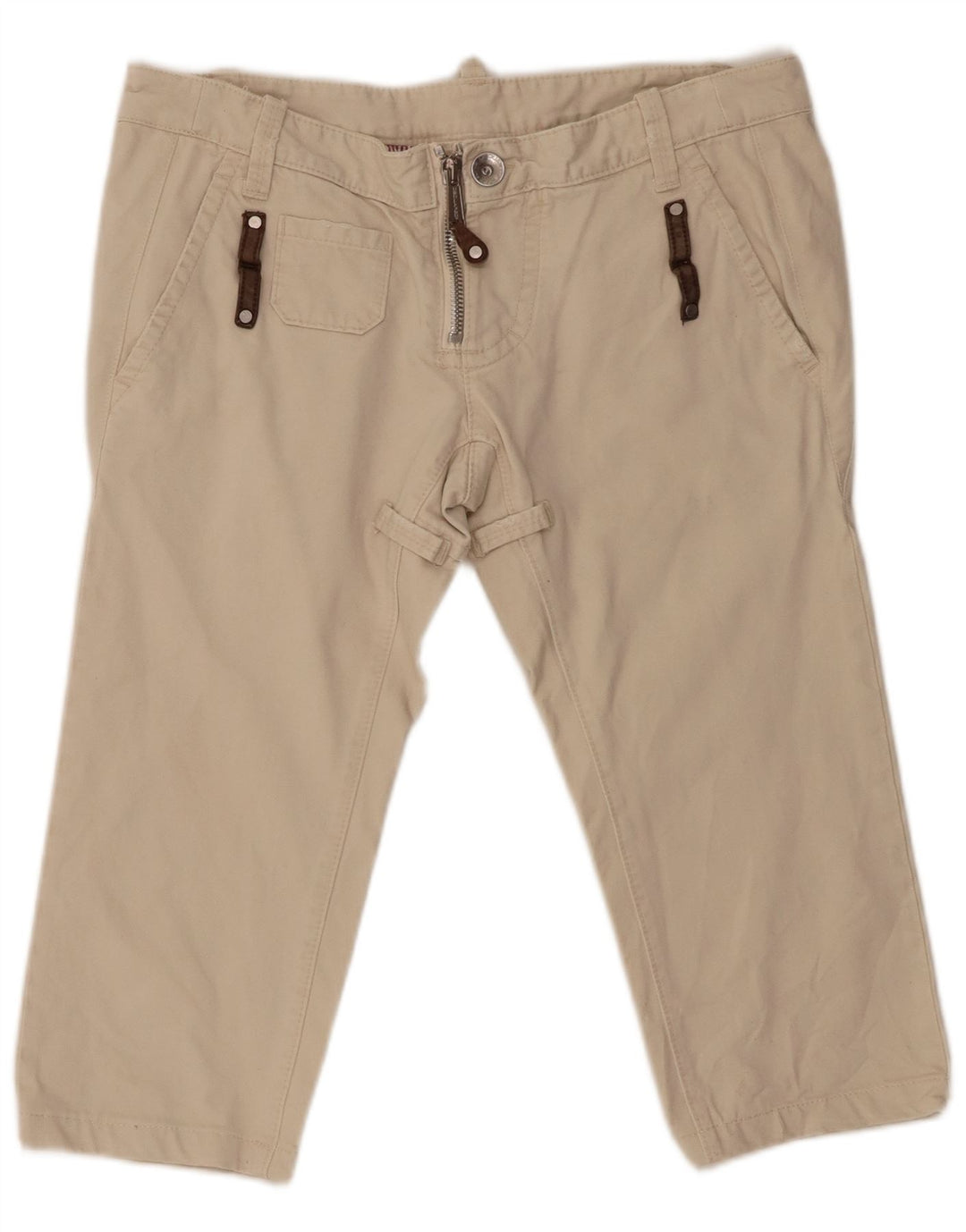 Pantaloni capri da uomo a vita bassa Dsquared2 IT 44 medio W34 L19 cotone beige