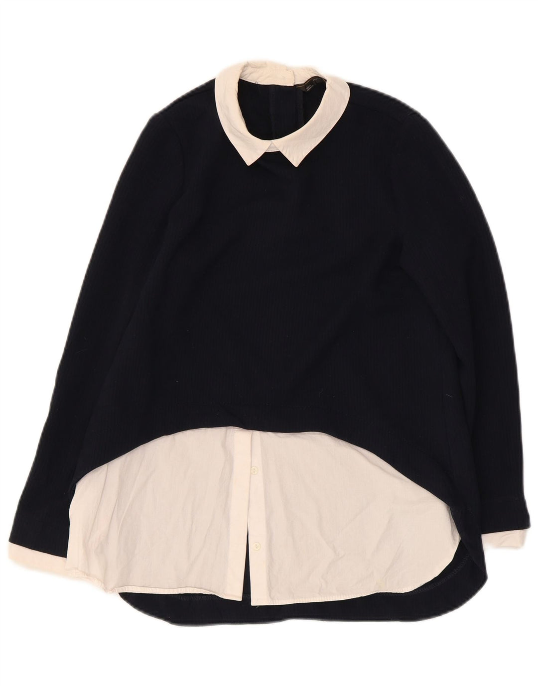 Top Zara a maniche lunghe da donna, in camicetta UK 10 Small, colore blu navy