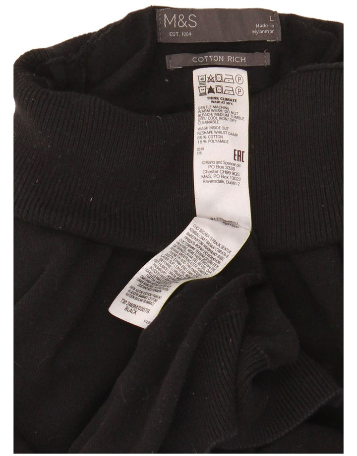 Maglione maglione a collo alto da uomo Marks & Spencer grande cotone nero