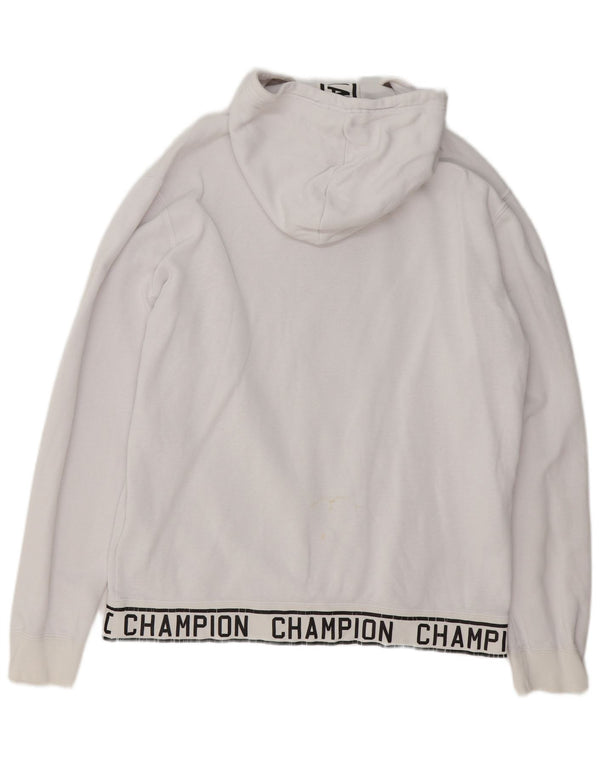 Maglione con cappuccio grafico da uomo Champion grande in cotone bianco