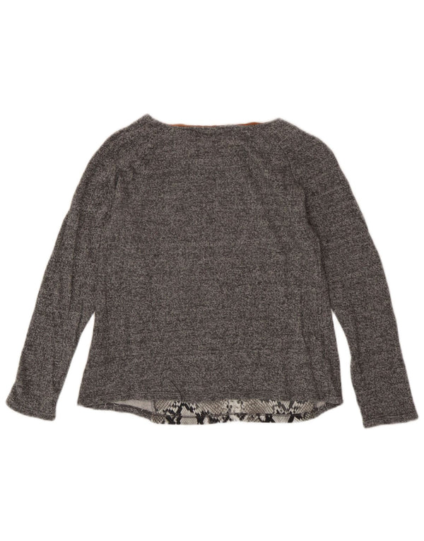 Top corto da donna Zara a maniche lunghe UK 12 Cotone con stampa animalier grigio medio