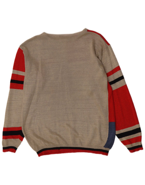 Maglione da donna con scollo a barca con grafica Lecomte UK 10 Piccolo grigio geometrico