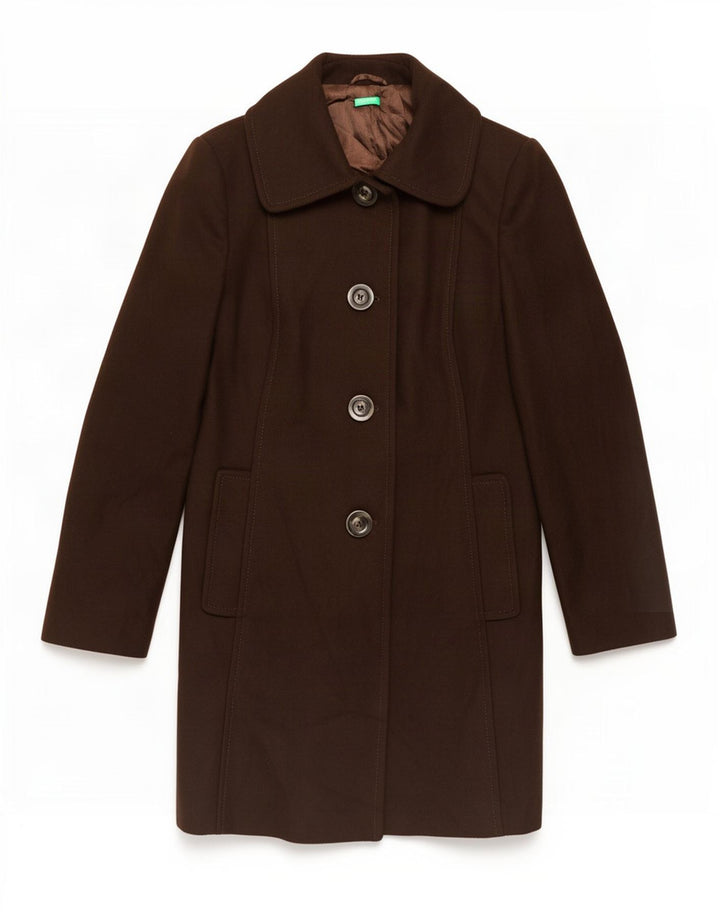 Cappotto Donna Benetton IT 46 Large Marrone Lana