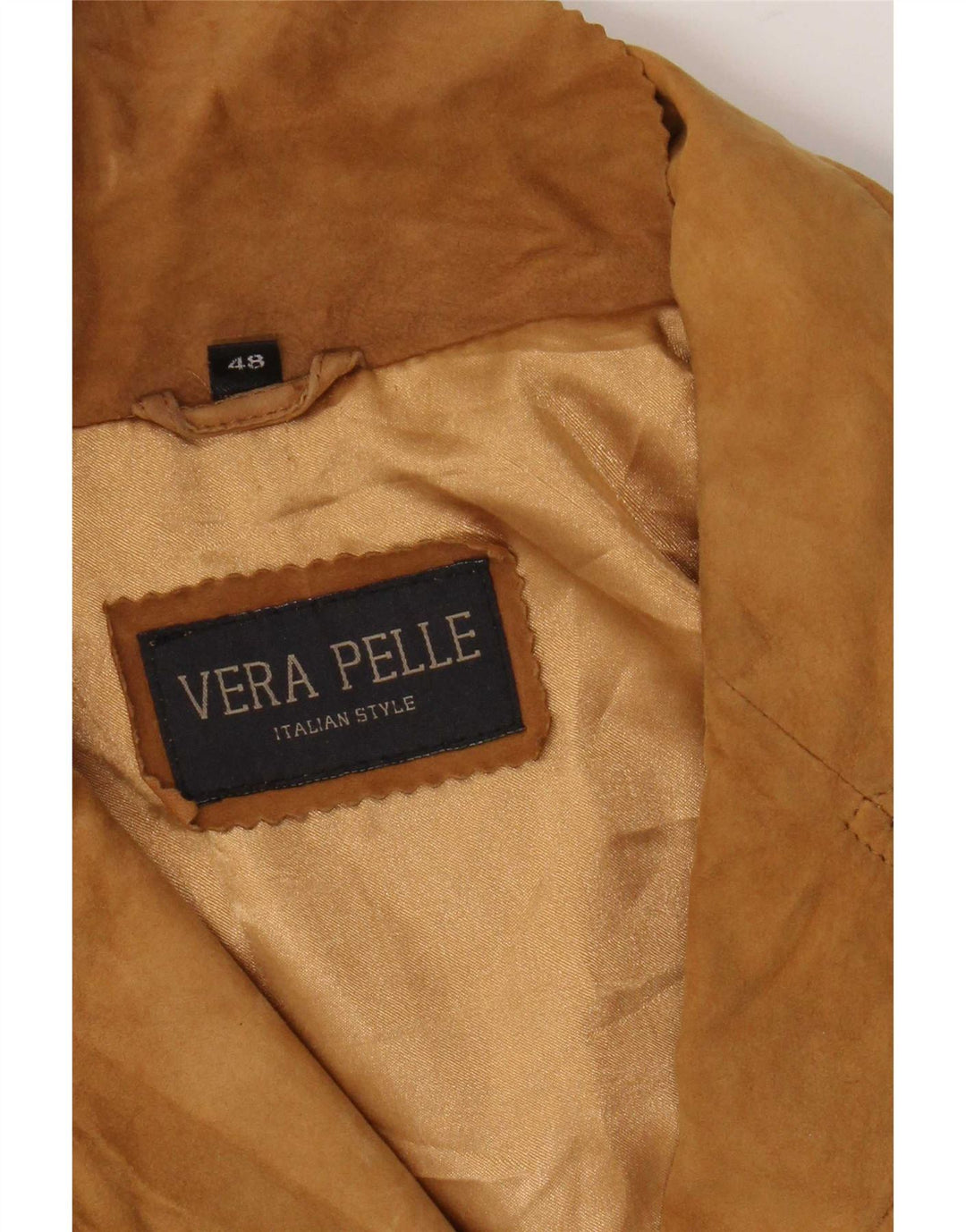 Giacca vintage da donna in pelle scamosciata IT 48 XL in pelle beige