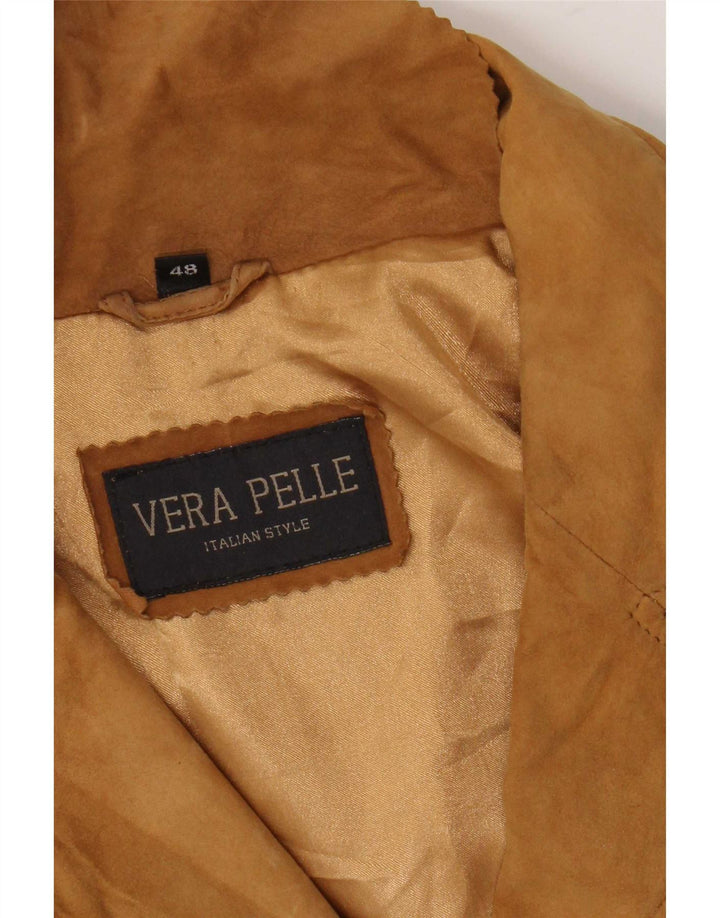 Giacca vintage da donna in pelle scamosciata IT 48 XL in pelle beige