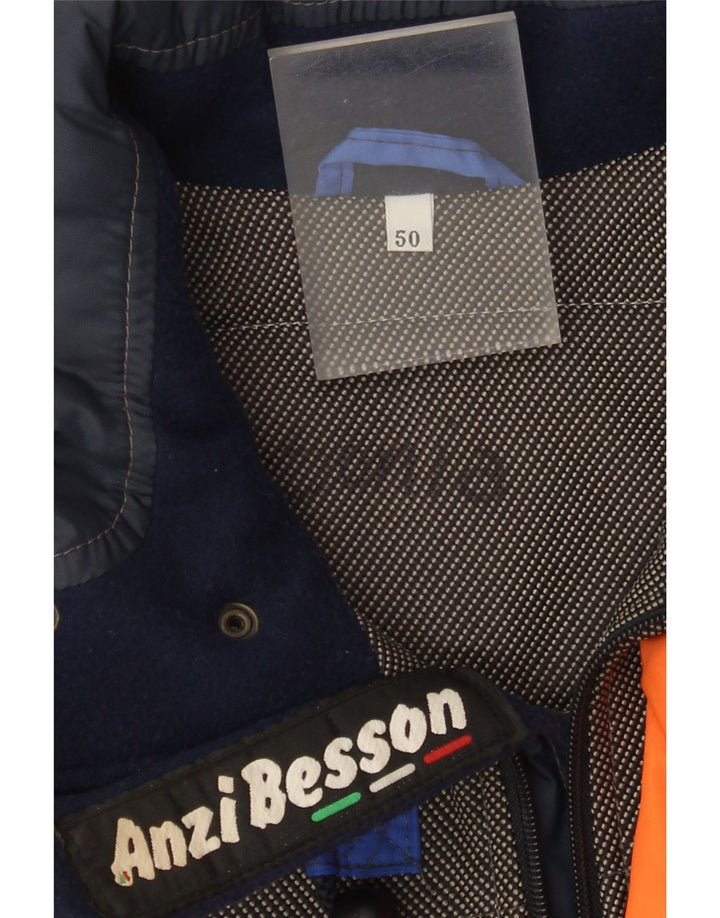 Giacca da sci con cappuccio grafica da uomo Anzi Besson IT 50 Large Blue Colourblock