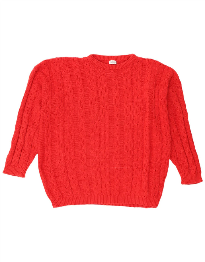 Maglione maglione girocollo oversize da donna Lecomte UK 18 XL cotone rosso