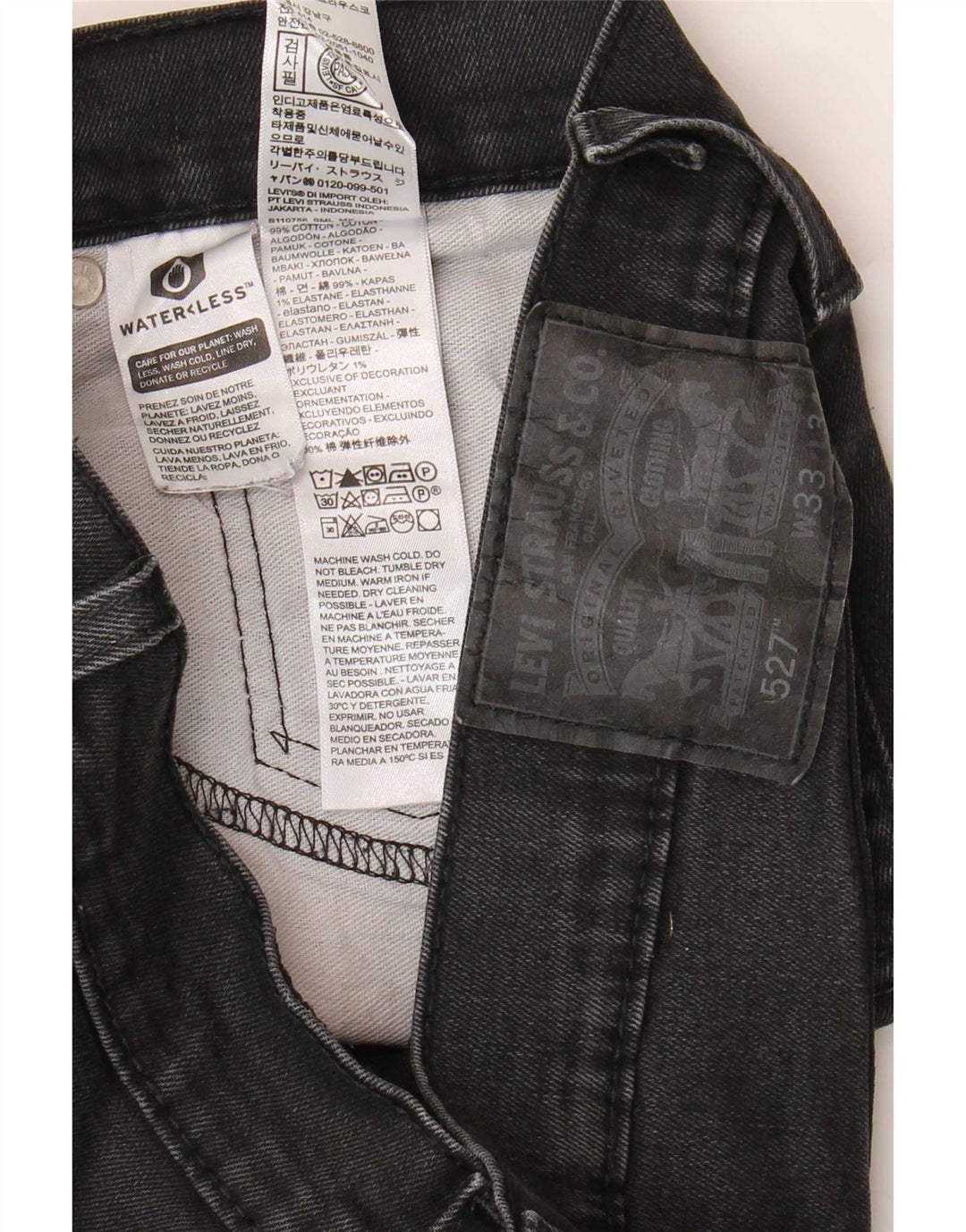 Levi's Uomo 527 Jeans Bootcut W33 L34 Cotone Nero