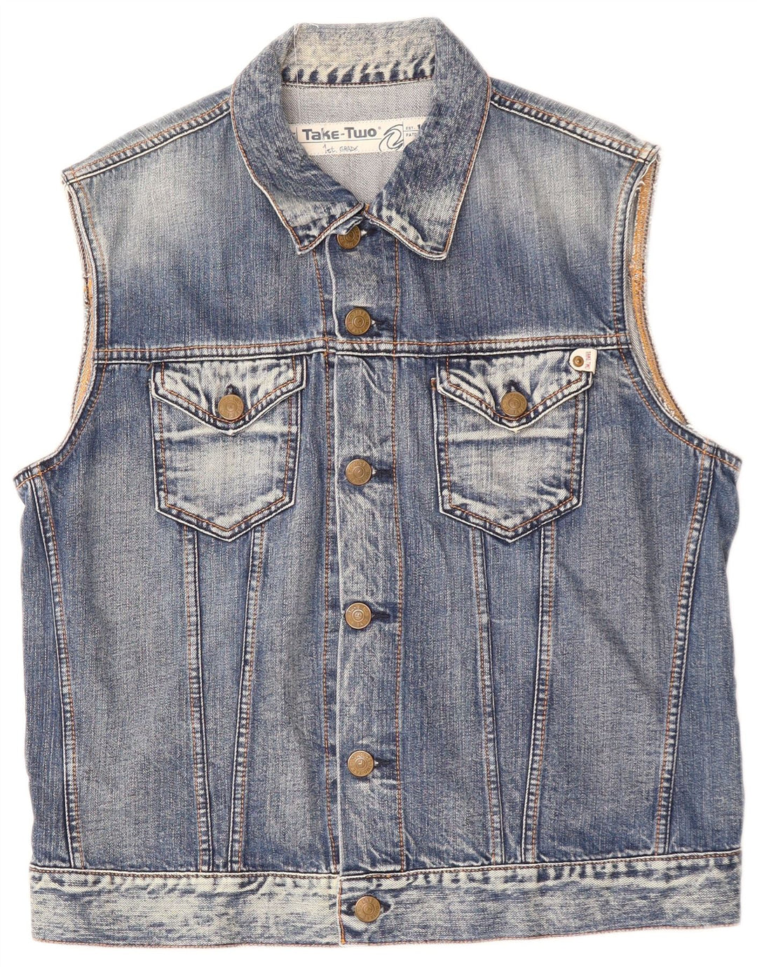 TAKE TWO Gilet in denim per ragazzi 13-14 anni XL cotone blu
