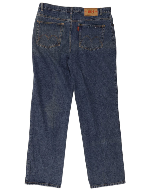 Jeans dritti da uomo vintage W38 L33 in cotone blu