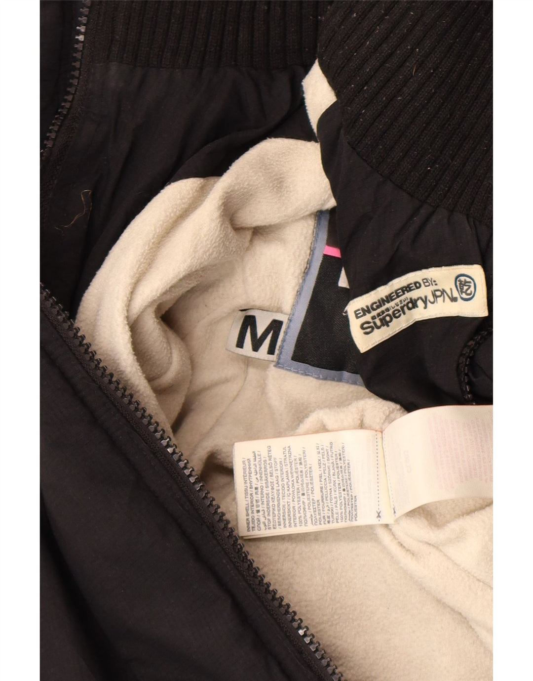 Giacca a vento con cappuccio grafica da donna Superdry UK 14 media nera