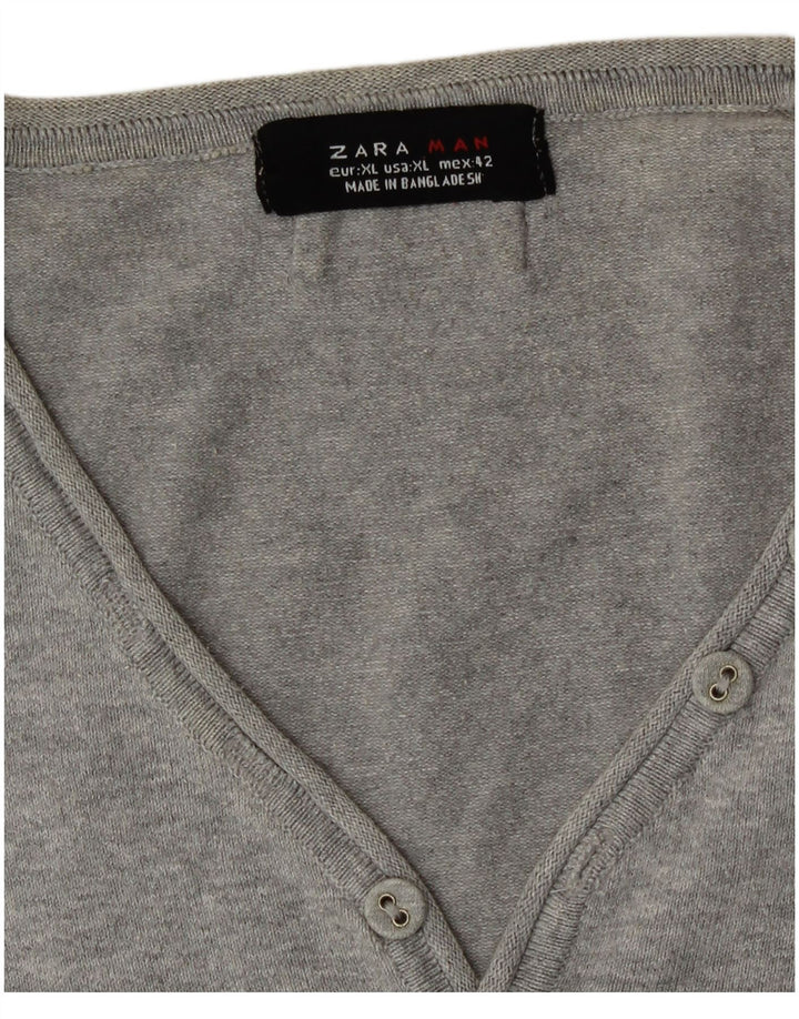 Maglione Zara da uomo a maniche corte con scollo a V XL Grigio