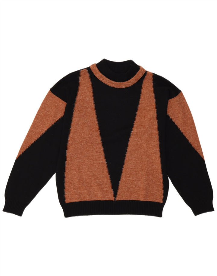 Maglione maglione vintage da donna con collo dolcevita EU 40 medio nero retrò