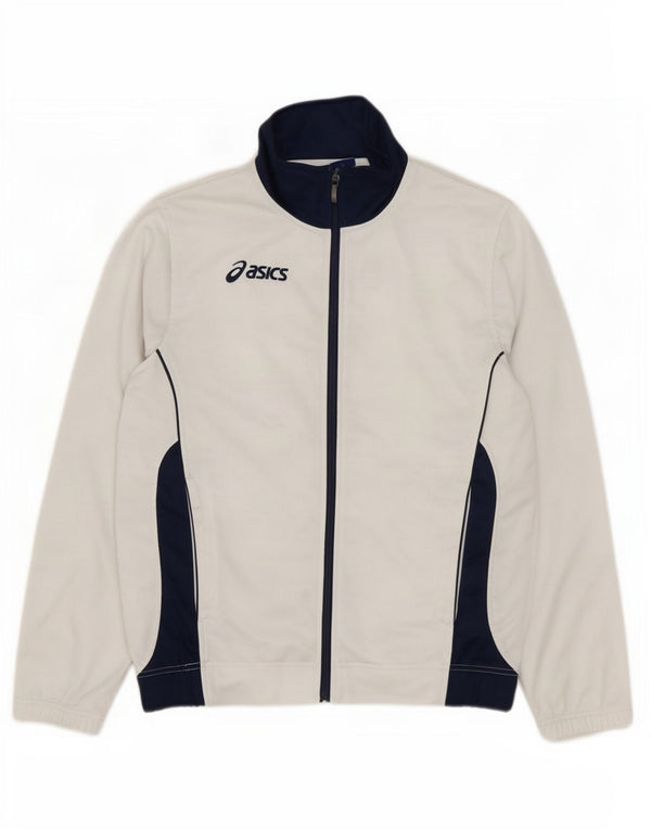 Giacca da ginnastica da uomo Asics, piccola, in poliestere color block bianco