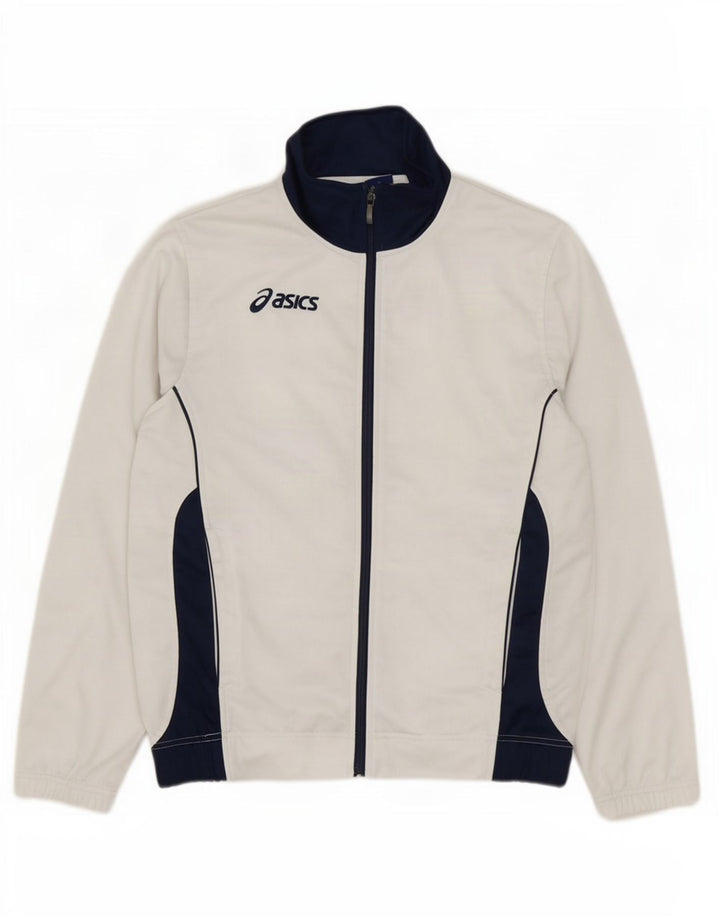 Giacca da ginnastica da uomo Asics, piccola, in poliestere color block bianco
