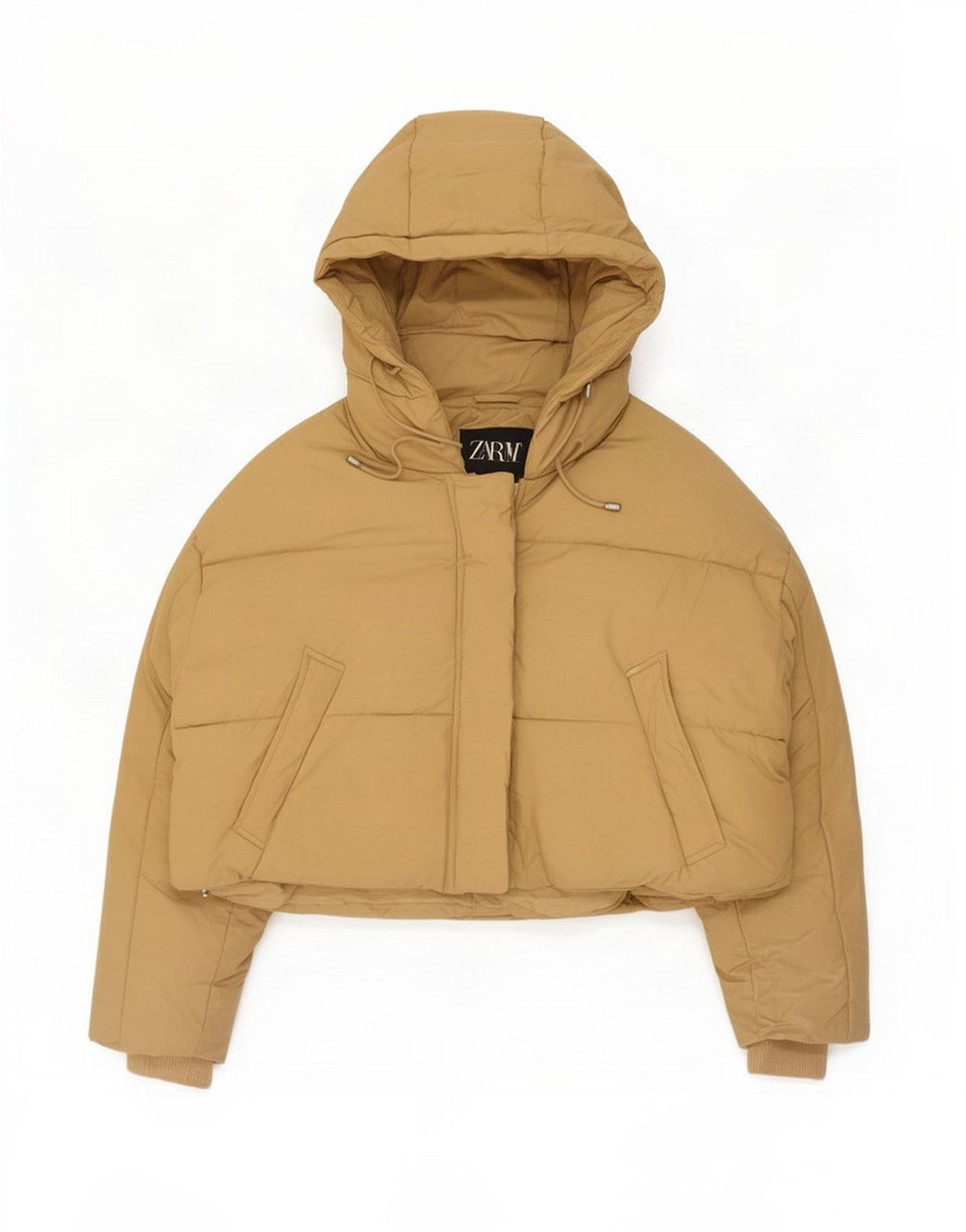 Giacca imbottita oversize con cappuccio da donna Zara UK 14 Beige medio