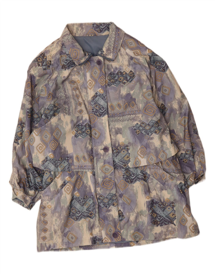 VINTAGE Womens Windbreaker Coat EU 44 XL Multicoloured Geometric Polyester Vintage Vintage and Second-Hand Vintage from Messina Hembry 