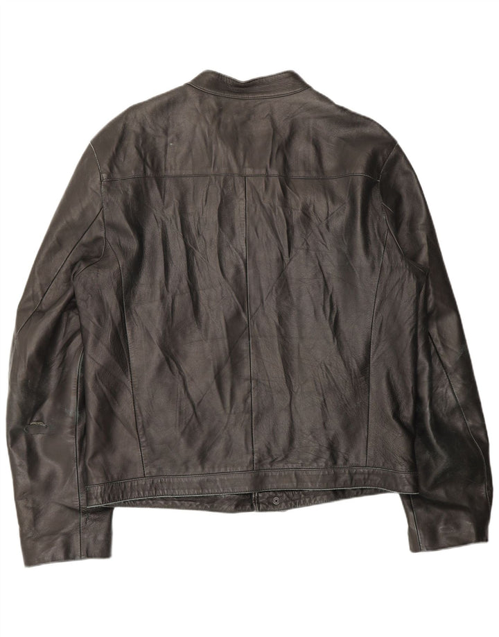 Giacca in pelle vintage da donna con zip IT 54 2XL Pelle marrone